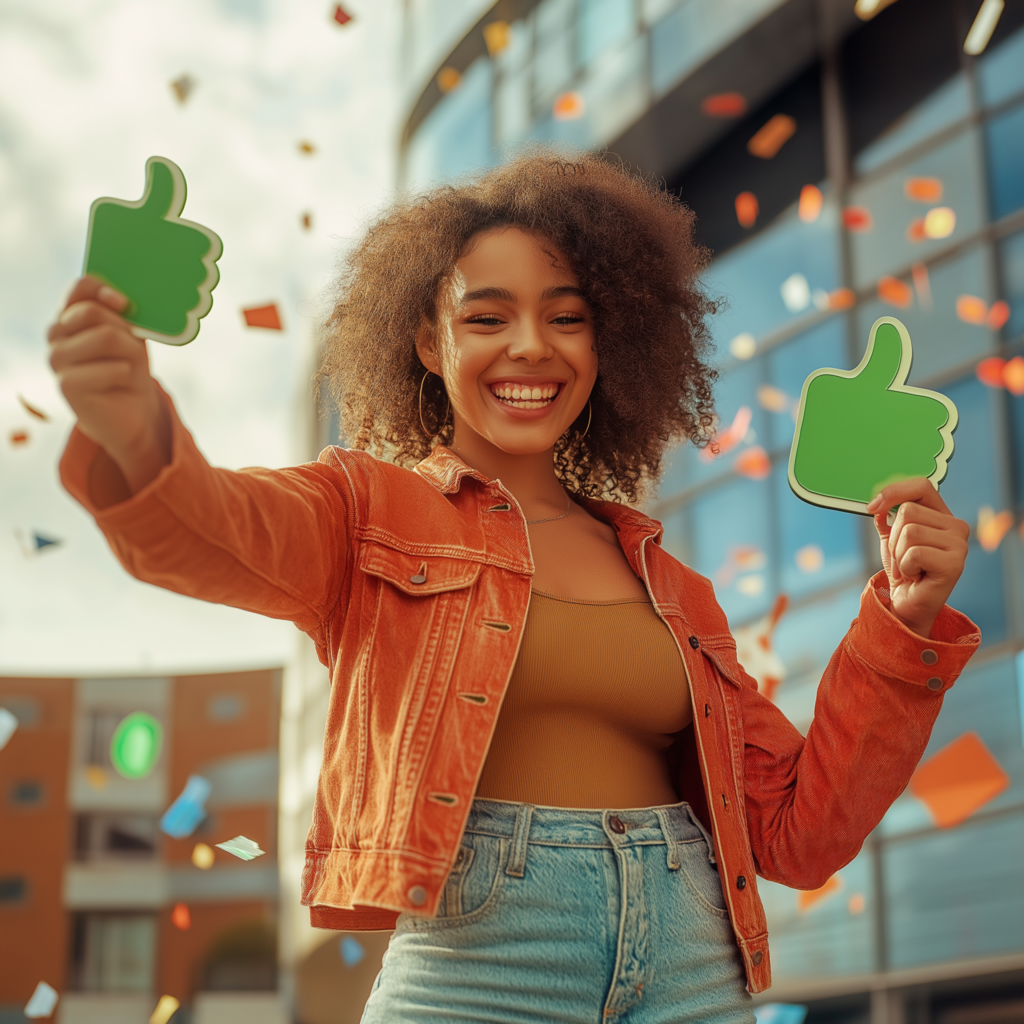 Geslaagde dame in het oranje