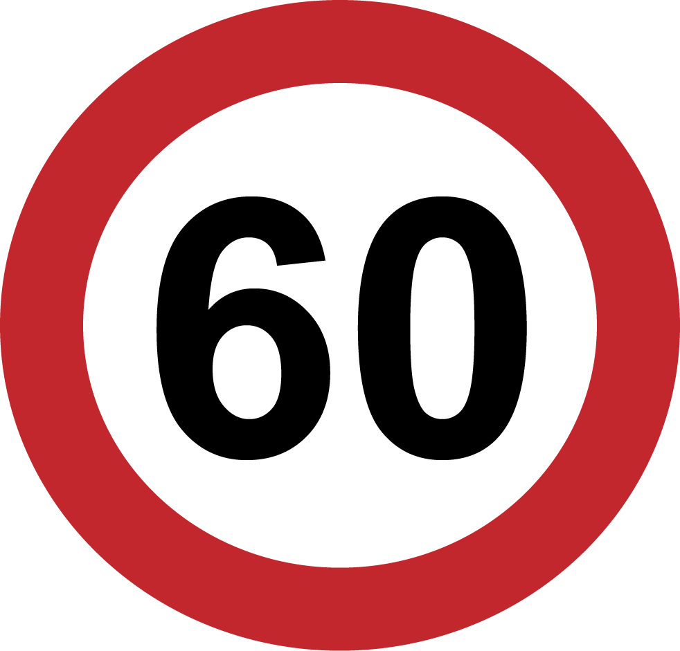 Maximumsnelheid 60 km/uur