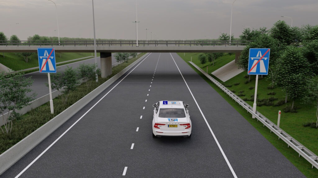 Einde autosnelweg en autoweg