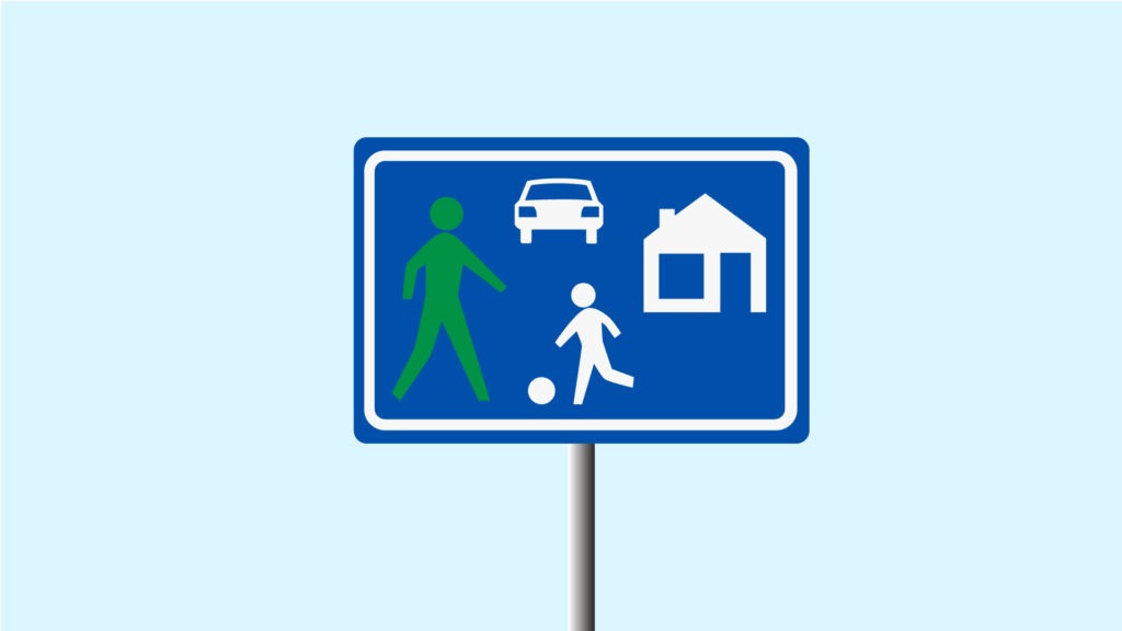 Woonerf verkeersbord voetganger regel