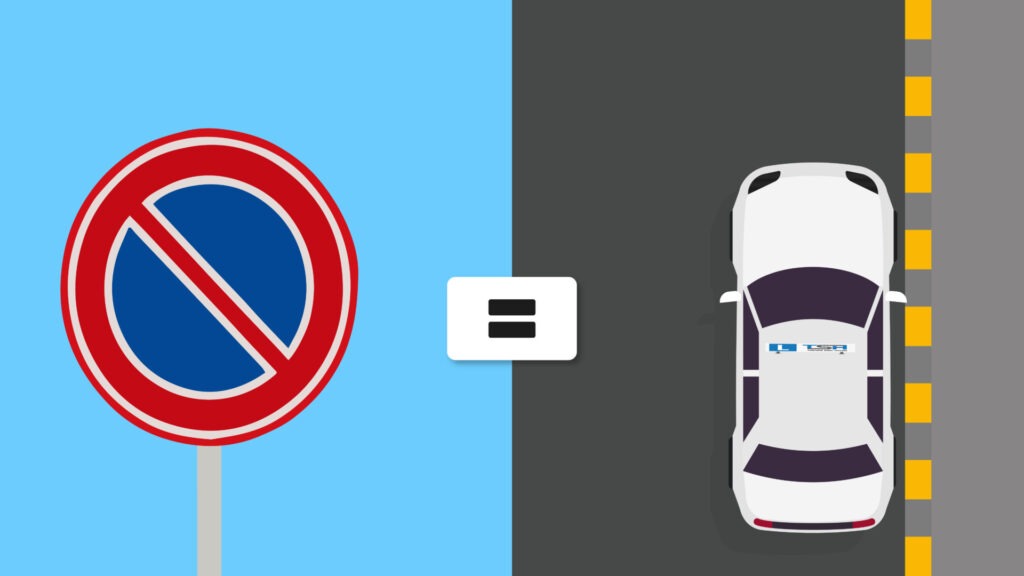 De gele onderbroken stoepstreep