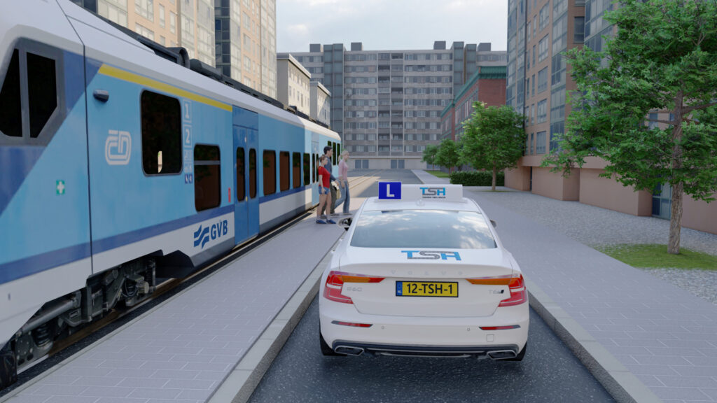 Uitstappende voetgangers met vluchtheuvel