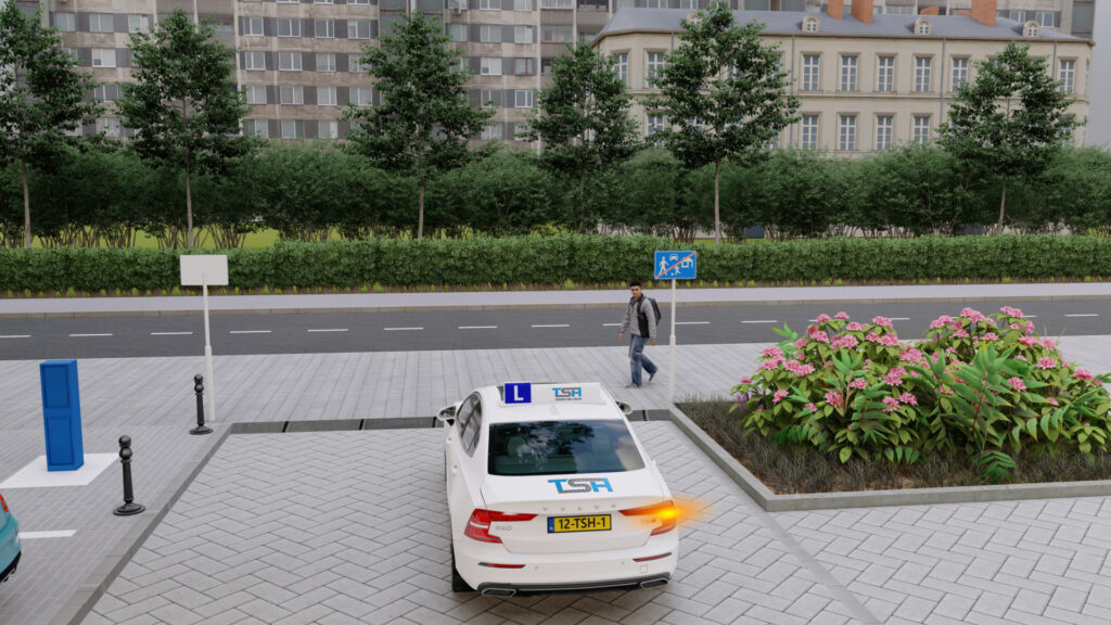 Woonerf verlaten voetganger voor laten gaan